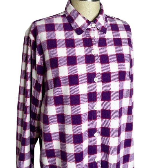 Riders by Lee Tops - Riders by Lee Top Womens Size L Purple White Red Plaid Soft Fleece Button Front